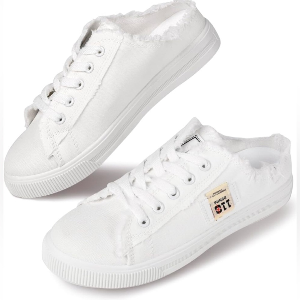 110 Denim Kid’s Canvas Sneakers/Tennis Shoes White 41 Kids 4/5 Slip On Mule